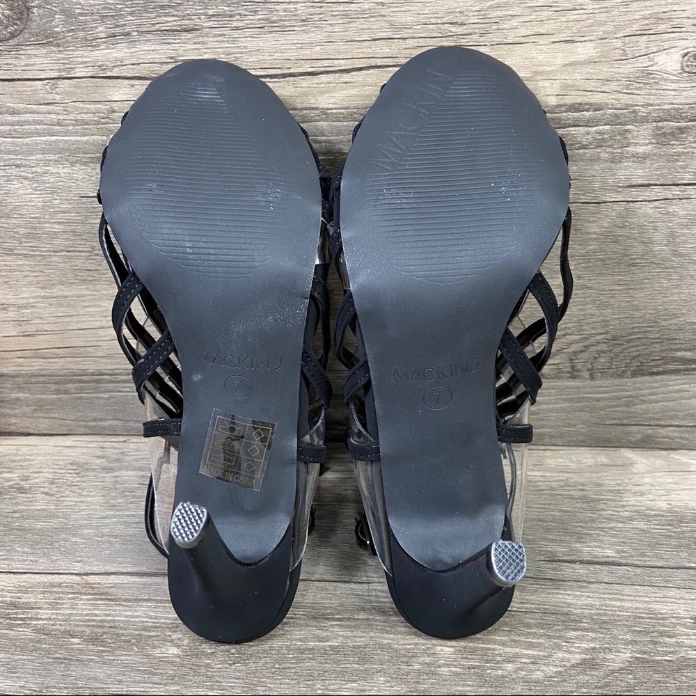 NEW Black Fringe Open Toe Stiletto Heels - Picture 5 of 9